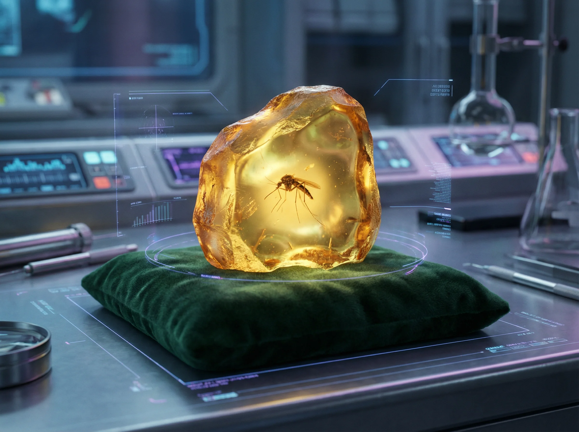 琥珀化石中的史前蚊子 - 基因复活DNA提取源