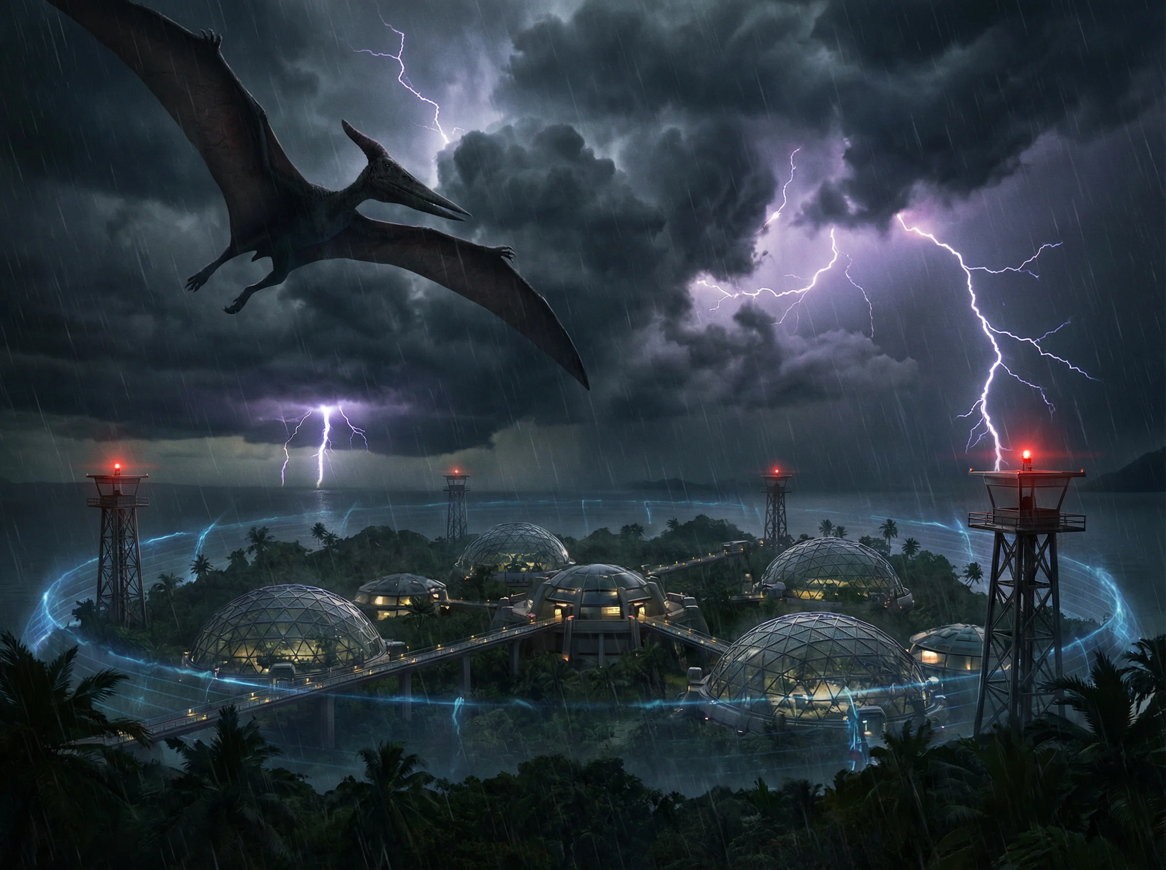 翼龙在暴风雨中翱翔 - 易胜博 飞行恐龙展区